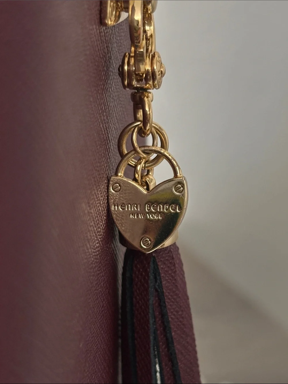 Henri Bendel Burgundy Tassel Leather Passport Wallet - Picture 8 of 8